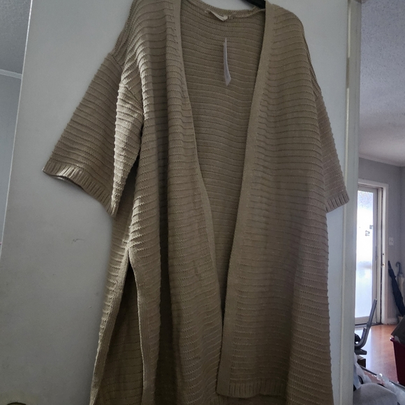 NWT -Soft Surroundings- Cozy Tan Knit Sweater Cardigan - Picture 9 of 9